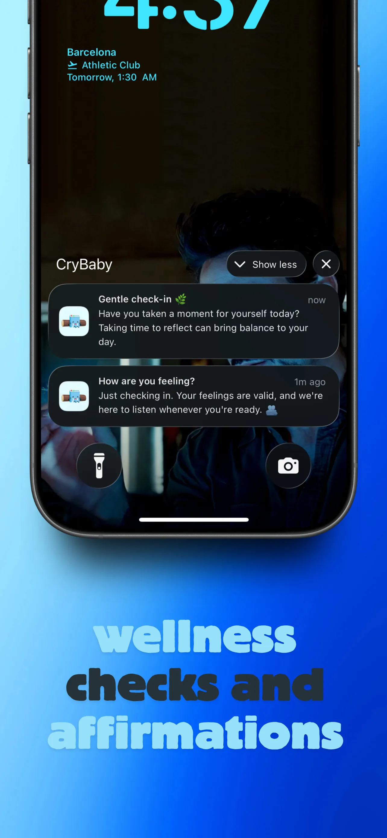 Lock screen wellness check-in notifications